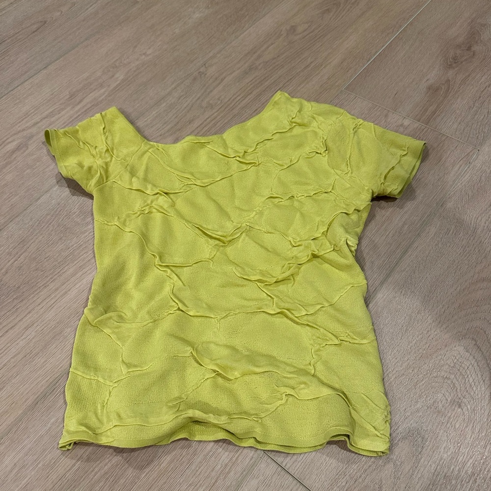 Zara Lemon Asymmetrical Short Sleeve Top
